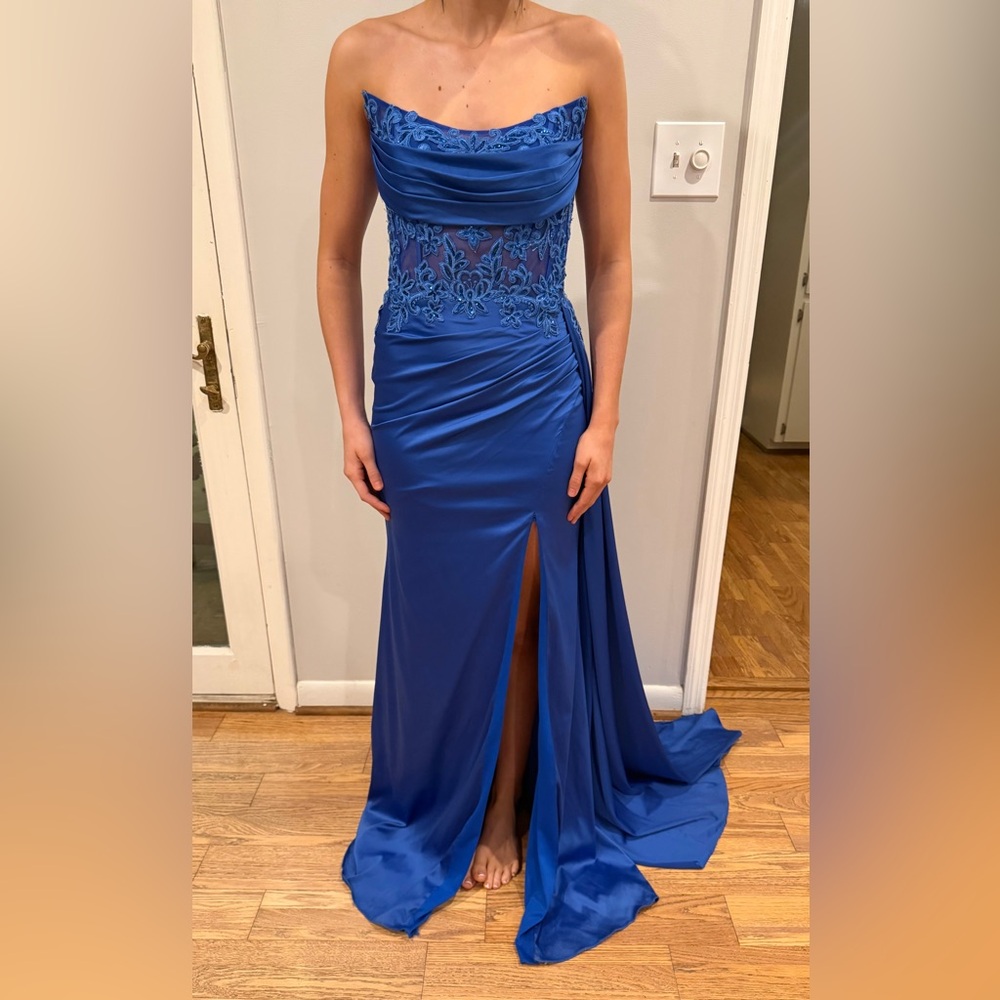 Jovani Royal Blue Strapless Prom Dress